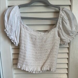 Katie J NYC White Smocked Top